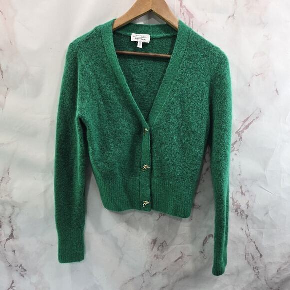 & Other Stories Sweater Womens XS Green Cardigan Dolphin Wool Mohair Kelly